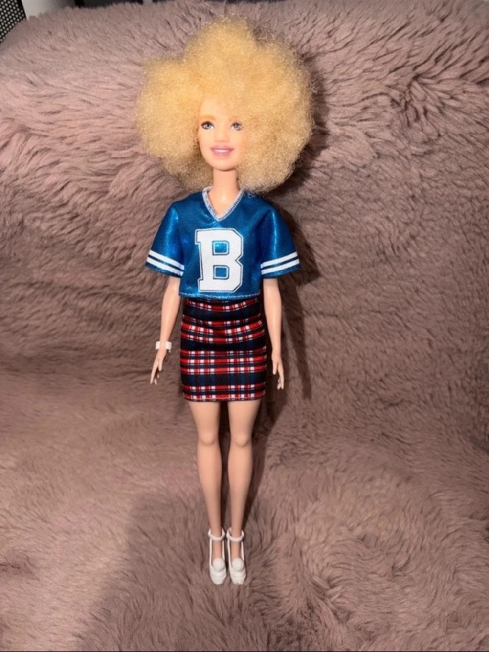 Barbie Fashionistas #91 Varsity Plaiditude Doll with Blonde Afro